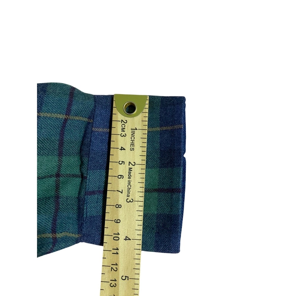 IZOD Mens Flannel Shirt L Blue Green Plaid Long Sleeve Button Down Cotton Blend - Picture 9 of 10